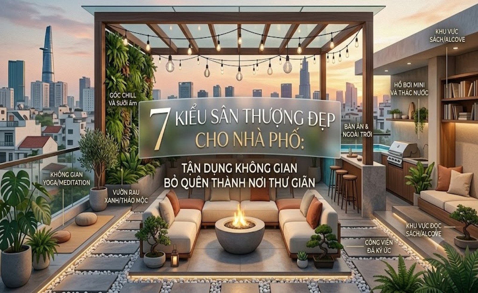 7 kiểu sân thượng đẹp cho nhà phố: Tận dụng không gian bỏ quên thành nơi thư giãn