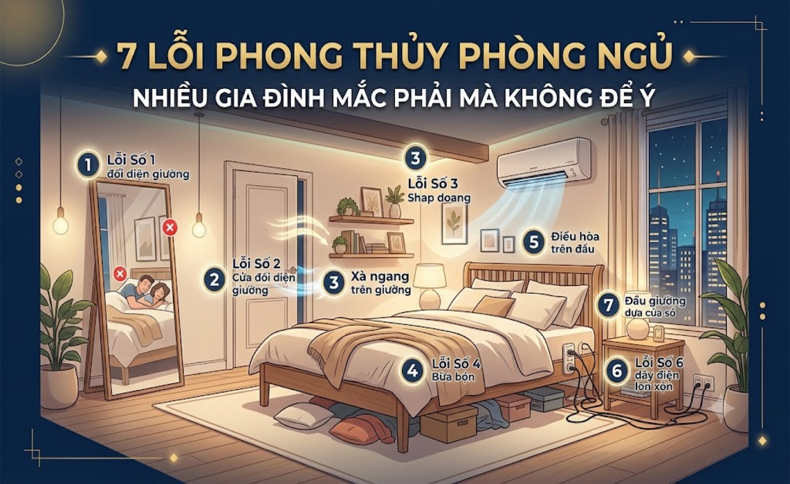 7 lỗi phong thủy phòng ngủ nhiều gia đình mắc phải mà không để ý