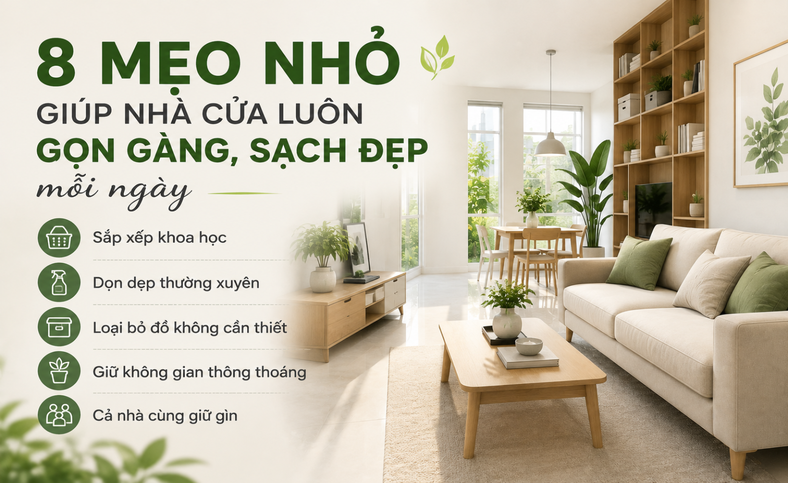 8 mẹo nhỏ giúp nhà cửa luôn gọn gàng, sạch đẹp mà không mất quá nhiều thời gian