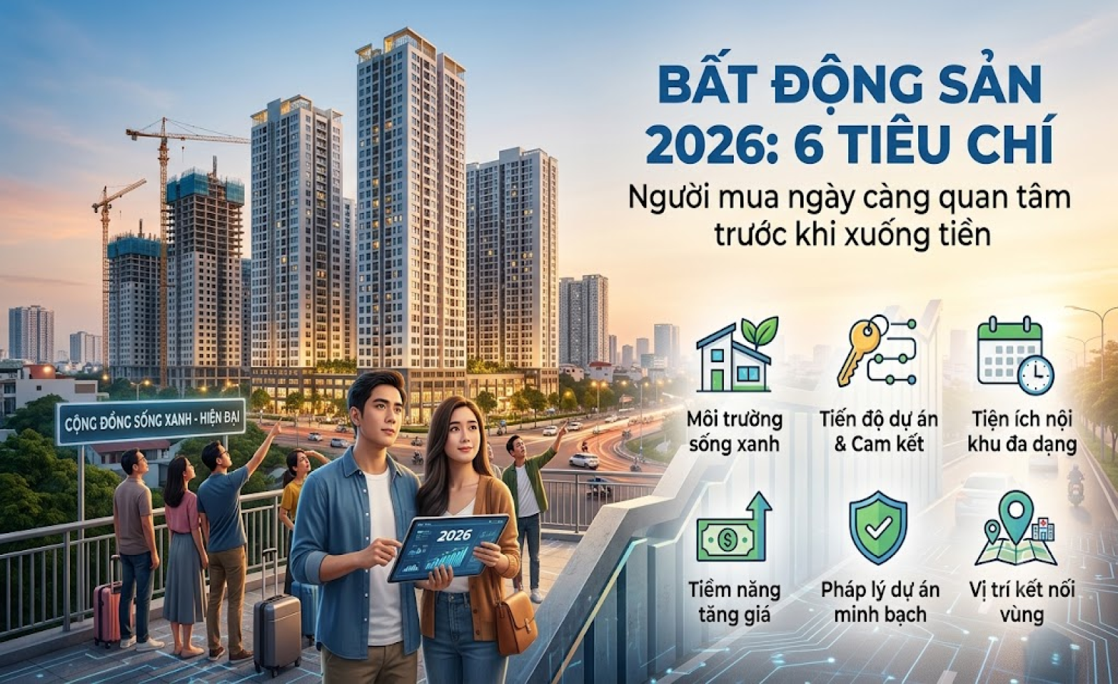 Bất động sản 2026: 6 tiêu chí người mua ngày càng quan tâm trước khi xuống tiền