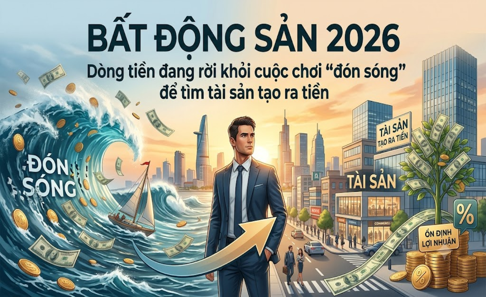 Bất động sản 2026: Dòng tiền đang rời khỏi cuộc chơi “đón sóng” để tìm tài sản tạo ra tiền