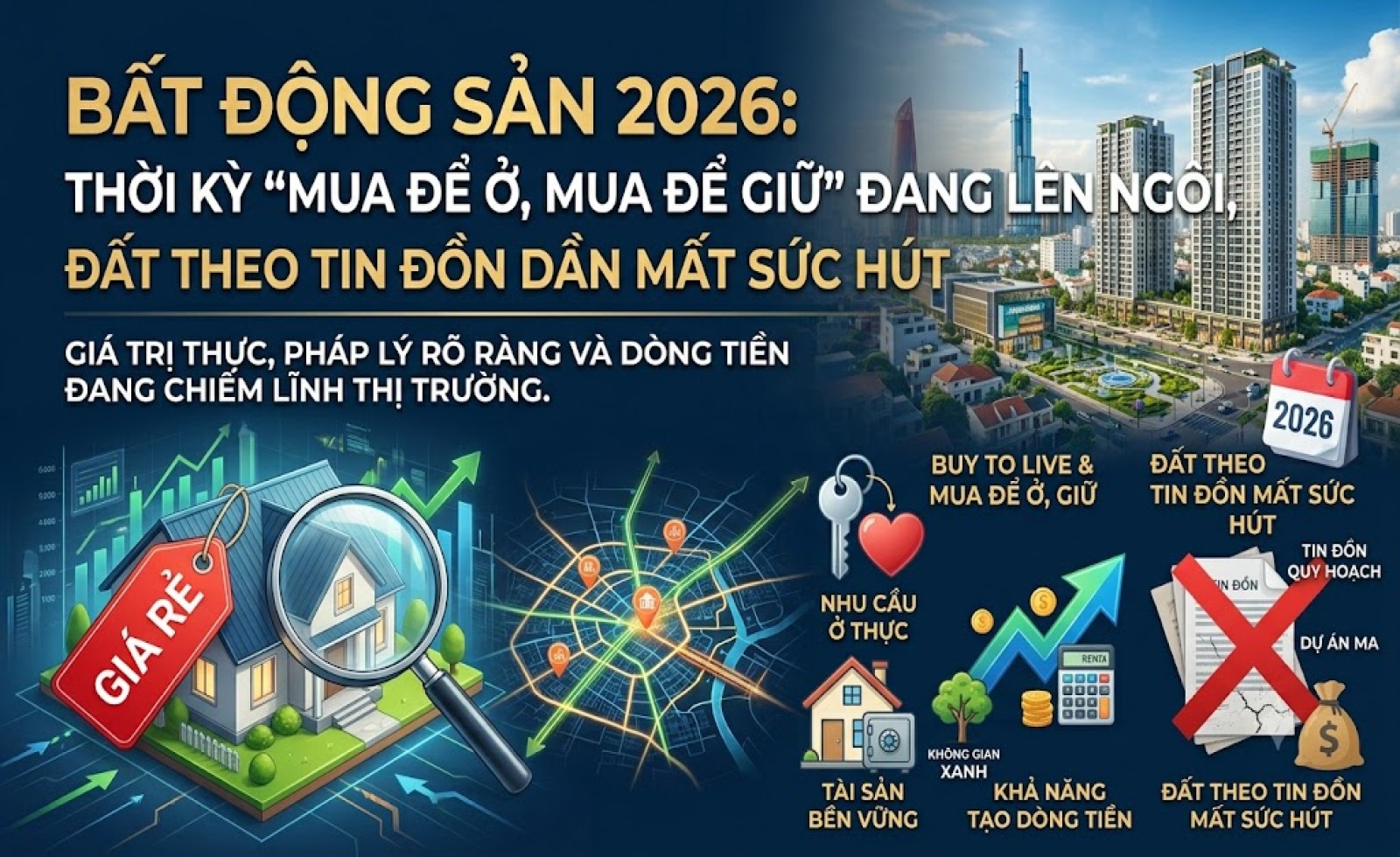 Bất động sản 2026: Thời kỳ “mua để ở, mua để giữ” đang lên ngôi, đất theo tin đồn dần mất sức hút