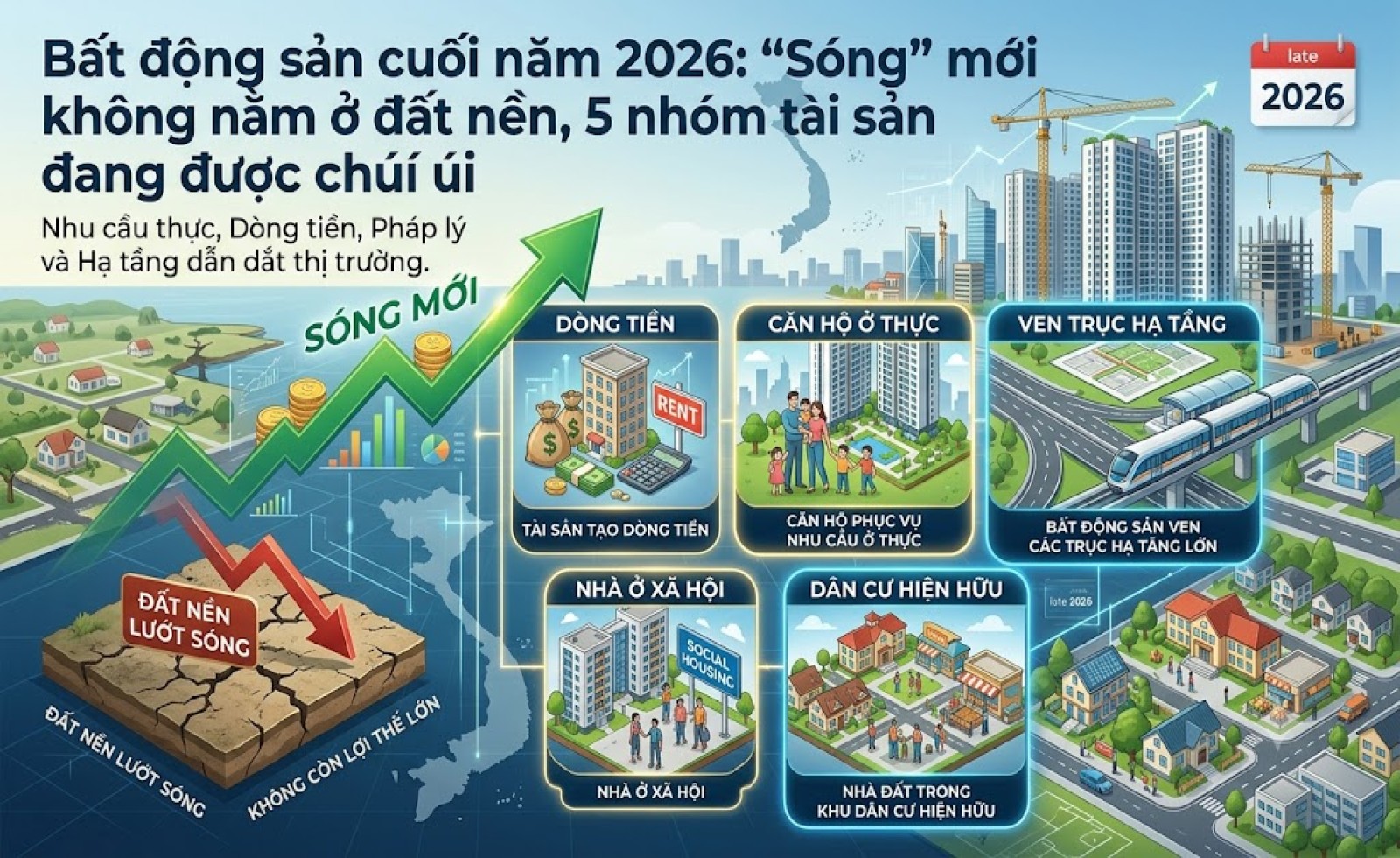 Bất động sản cuối năm 2026: “Sóng” mới không nằm ở đất nền, 5 nhóm tài sản đang được chú ý
