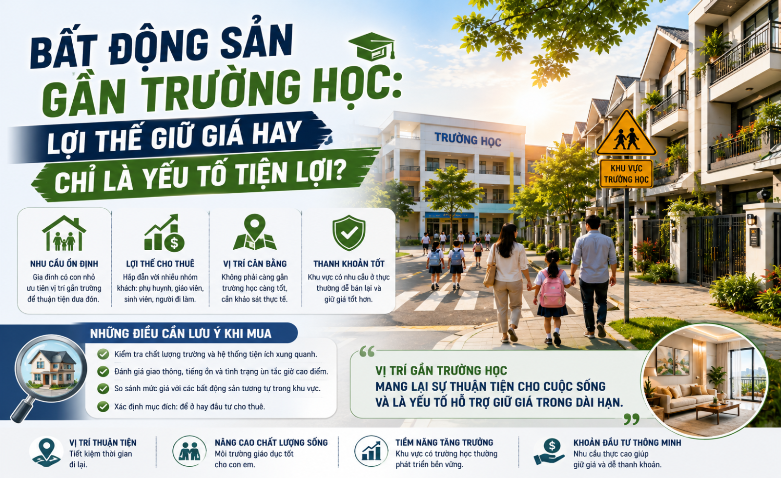 Bất động sản gần trường học: Lợi thế giữ giá hay chỉ là yếu tố tiện lợi?