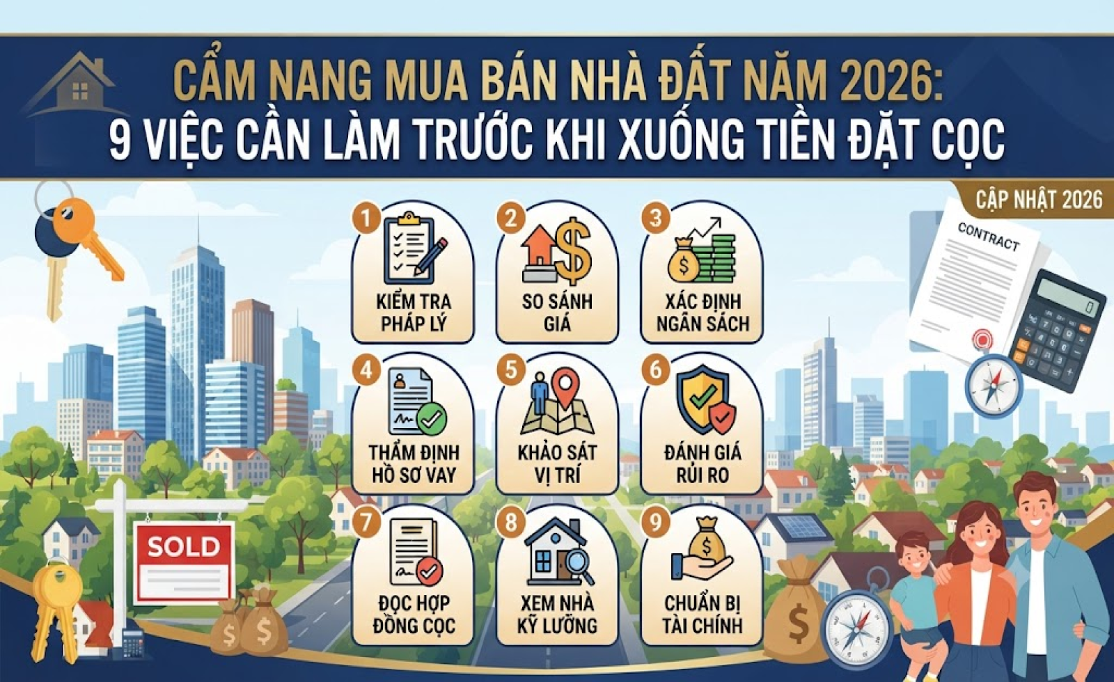 Cẩm nang mua bán nhà đất năm 2026: 9 việc cần làm trước khi xuống tiền đặt cọc