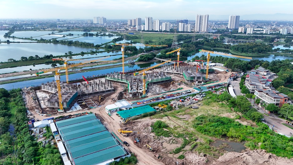 Cận cảnh công trường Gamuda Central Park tại Phường Yên Sở, TP Hà Nội