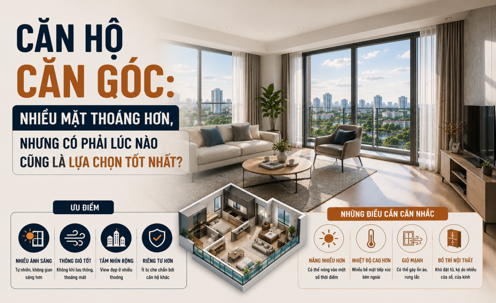 Căn hộ căn góc: Nhiều mặt thoáng hơn, nhưng có phải lúc nào cũng là lựa chọn tốt nhất?