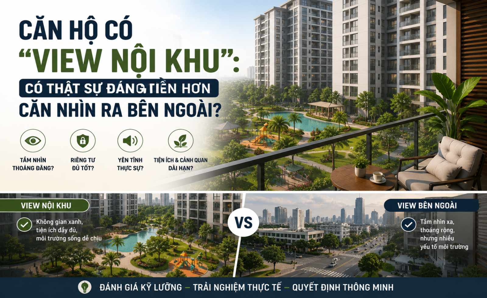 Căn hộ có “view nội khu”: Có thật sự đáng tiền hơn căn nhìn ra bên ngoài?