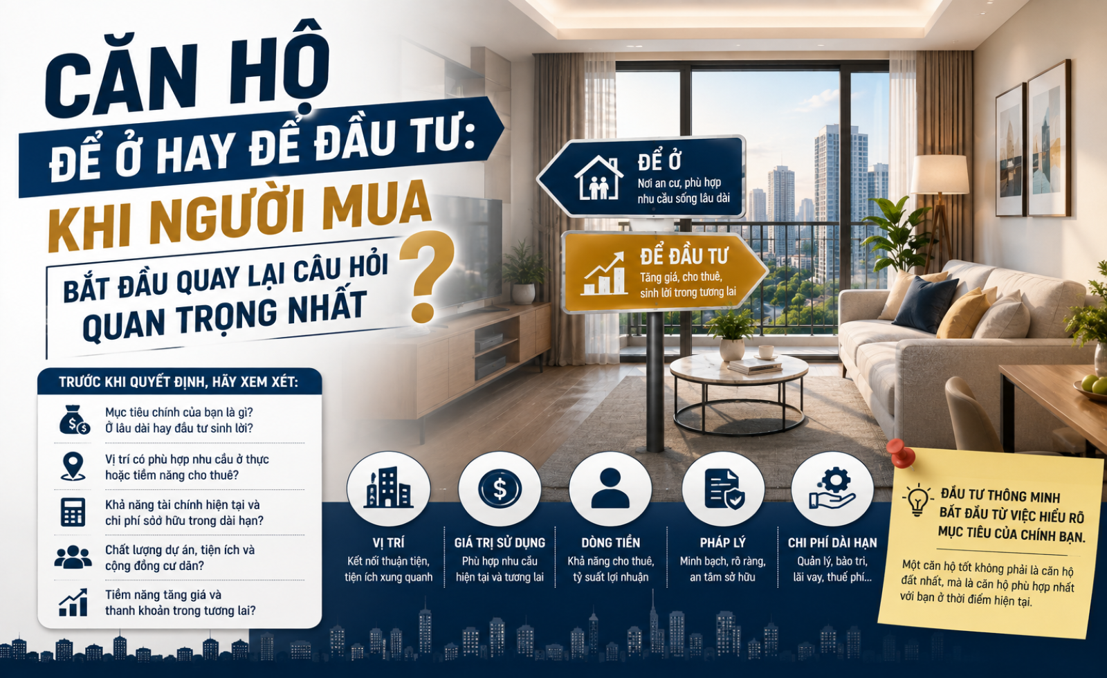 Căn hộ “để ở hay để đầu tư”: Khi người mua bắt đầu quay lại câu hỏi quan trọng nhất