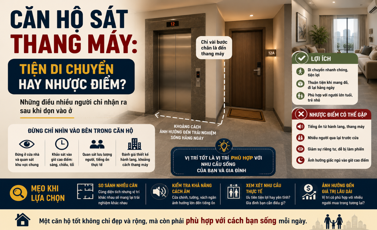Căn hộ sát thang máy: Tiện di chuyển hay nhược điểm khiến nhiều người chỉ nhận ra sau khi dọn vào ở?