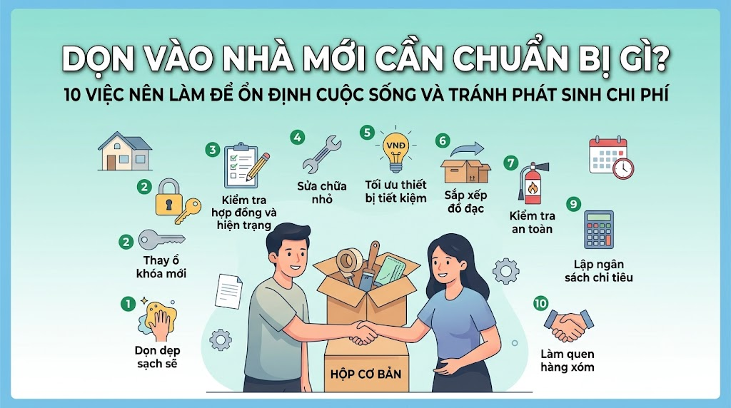 Dọn vào nhà mới cần chuẩn bị gì? 10 việc nên làm để ổn định cuộc sống và tránh phát sinh chi phí