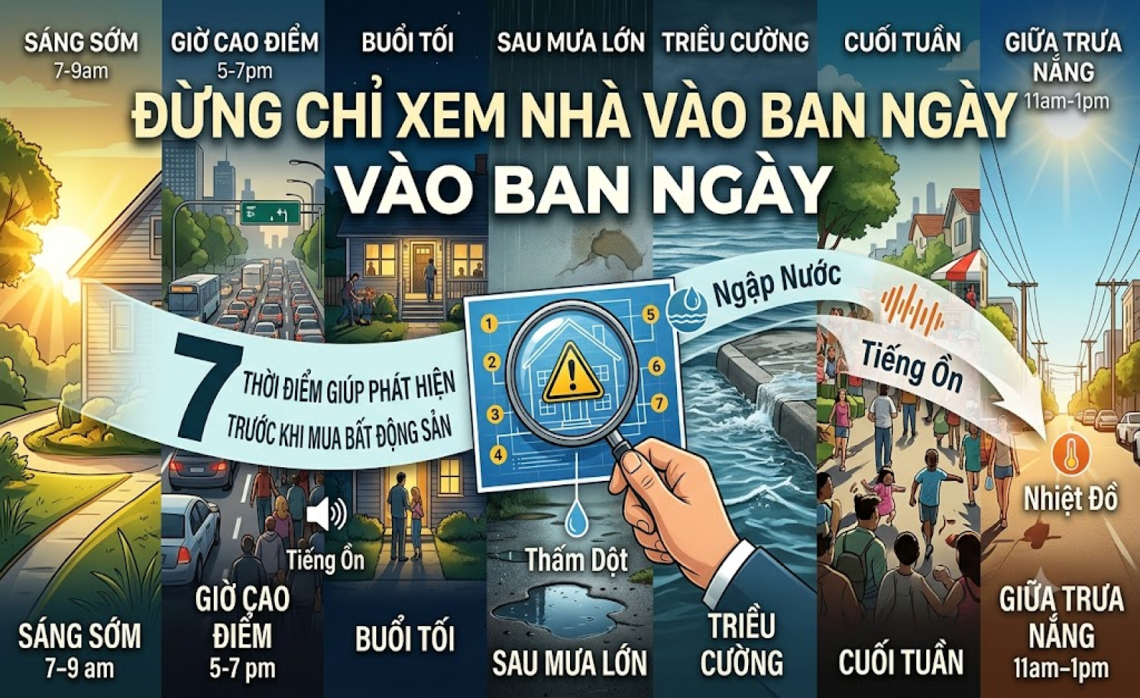 Đừng chỉ xem nhà vào ban ngày: 7 thời điểm giúp phát hiện vấn đề trước khi mua bất động sản