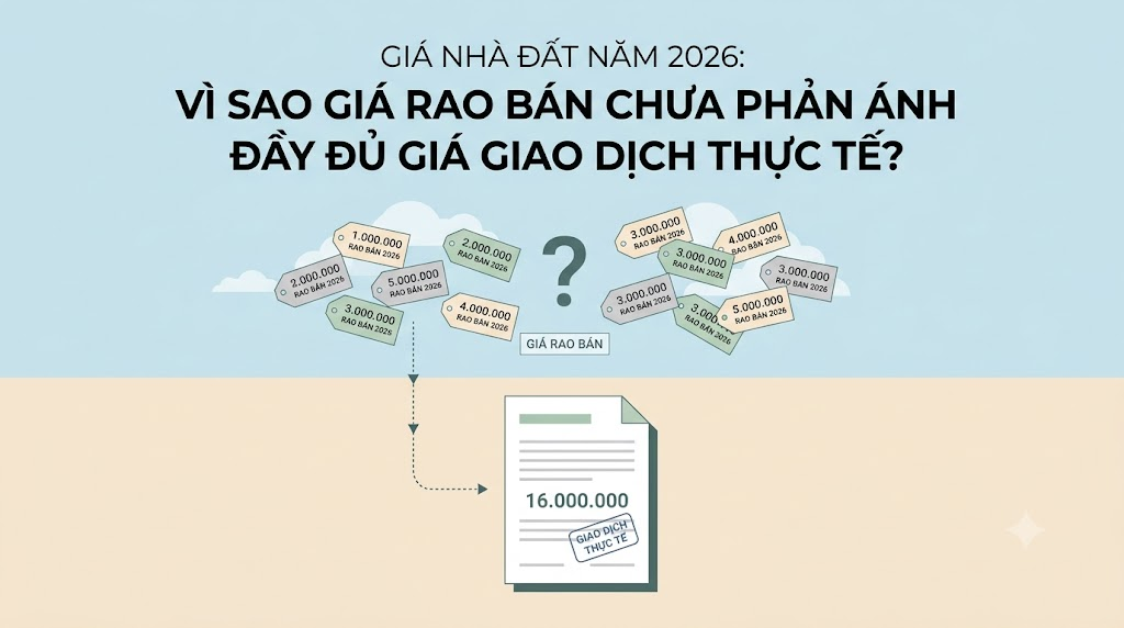 Giá nhà đất năm 2026: Vì sao giá rao bán chưa phản ánh đầy đủ giá giao dịch thực tế?