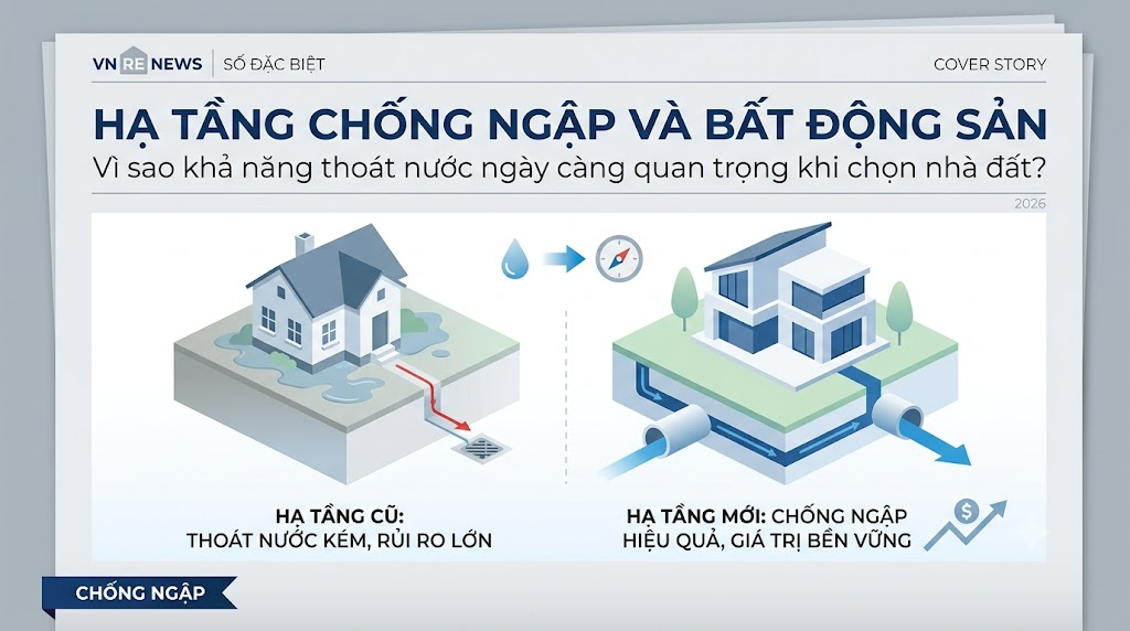 Hạ tầng chống ngập và bất động sản: Vì sao khả năng thoát nước ngày càng quan trọng khi chọn nhà đất?