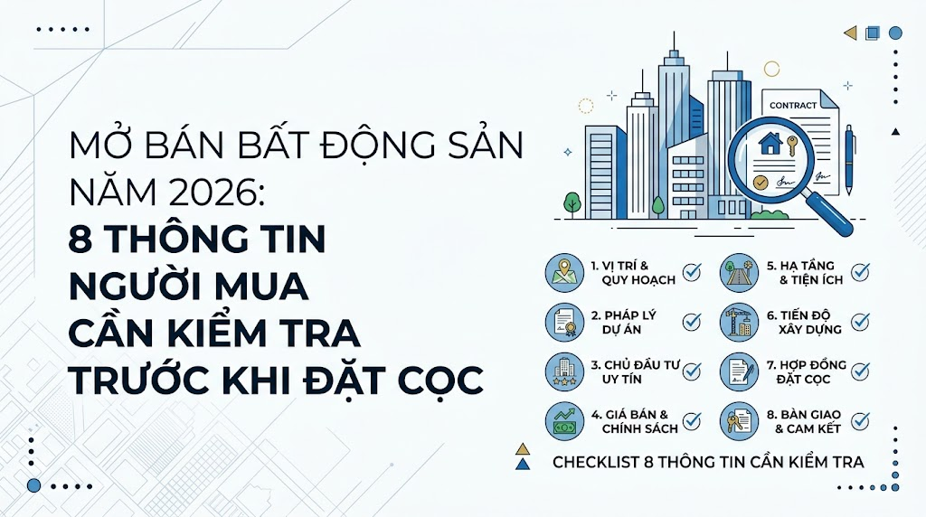 Mở bán bất động sản năm 2026: 8 thông tin người mua cần kiểm tra trước khi đặt cọc