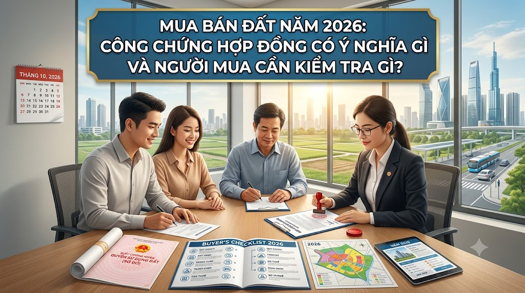Mua bán đất năm 2026: Công chứng hợp đồng có ý nghĩa gì và người mua cần kiểm tra gì?