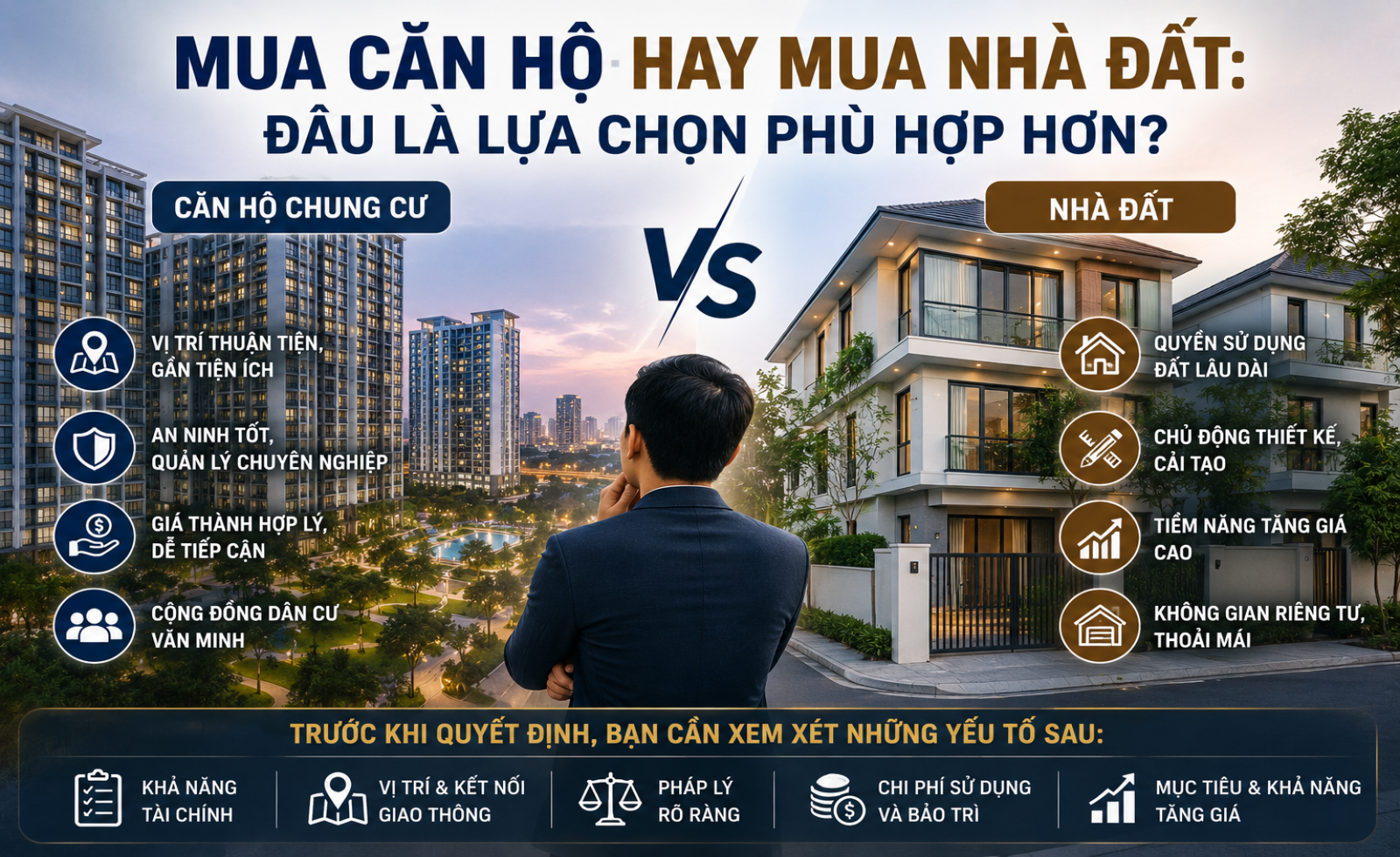 Mua căn hộ để ở hay mua nhà đất: Đâu là lựa chọn phù hợp hơn?