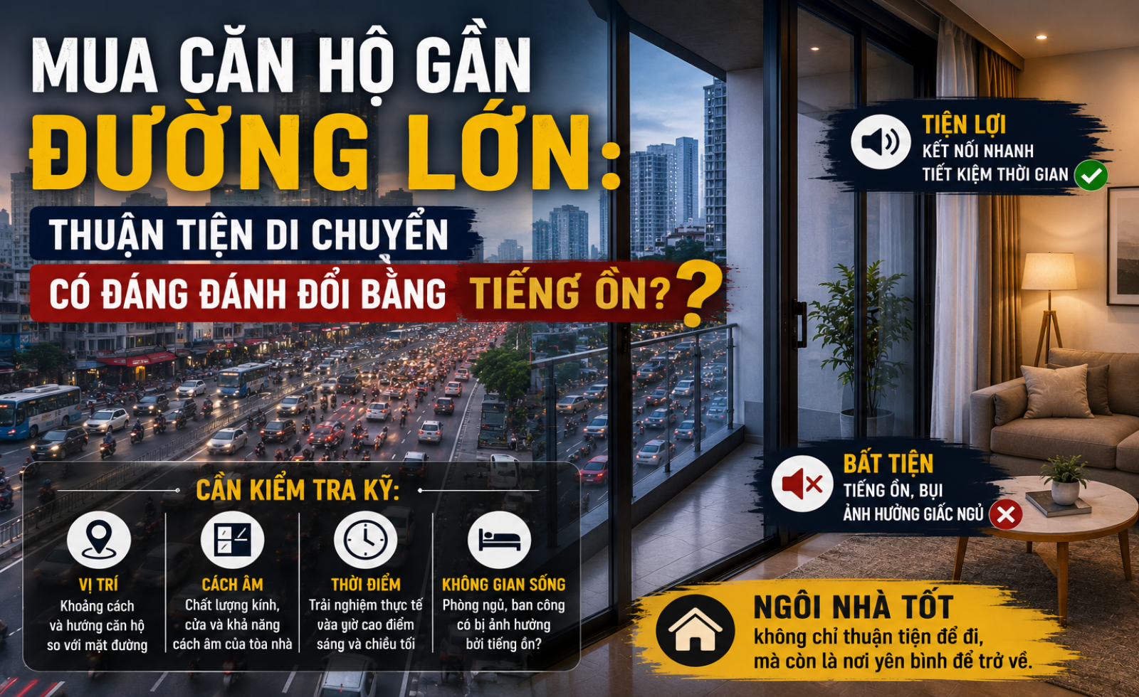 Mua căn hộ gần đường lớn: Thuận tiện di chuyển nhưng có đáng đánh đổi bằng tiếng ồn?