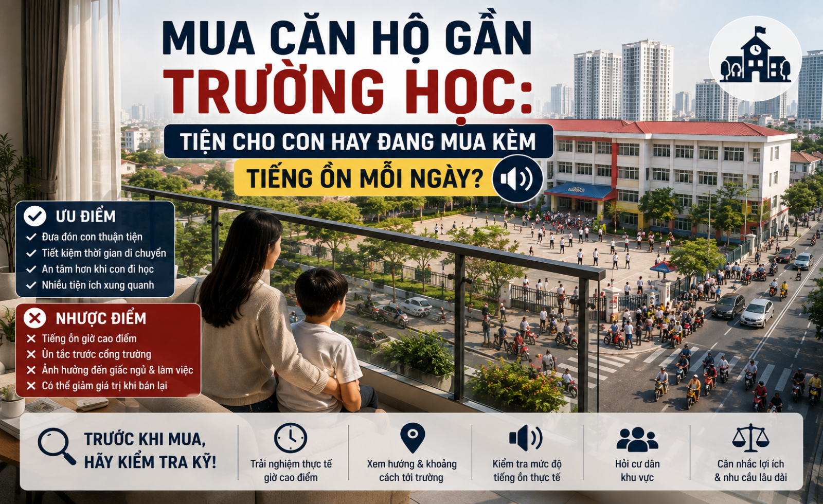 Mua căn hộ gần trường học: Tiện cho con hay đang mua kèm… tiếng ồn mỗi ngày?
