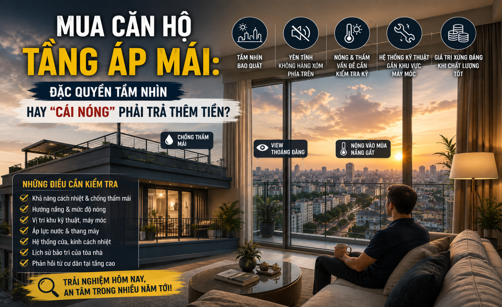 Mua căn hộ tầng áp mái: Đặc quyền tầm nhìn hay “cái nóng” phải trả thêm tiền?