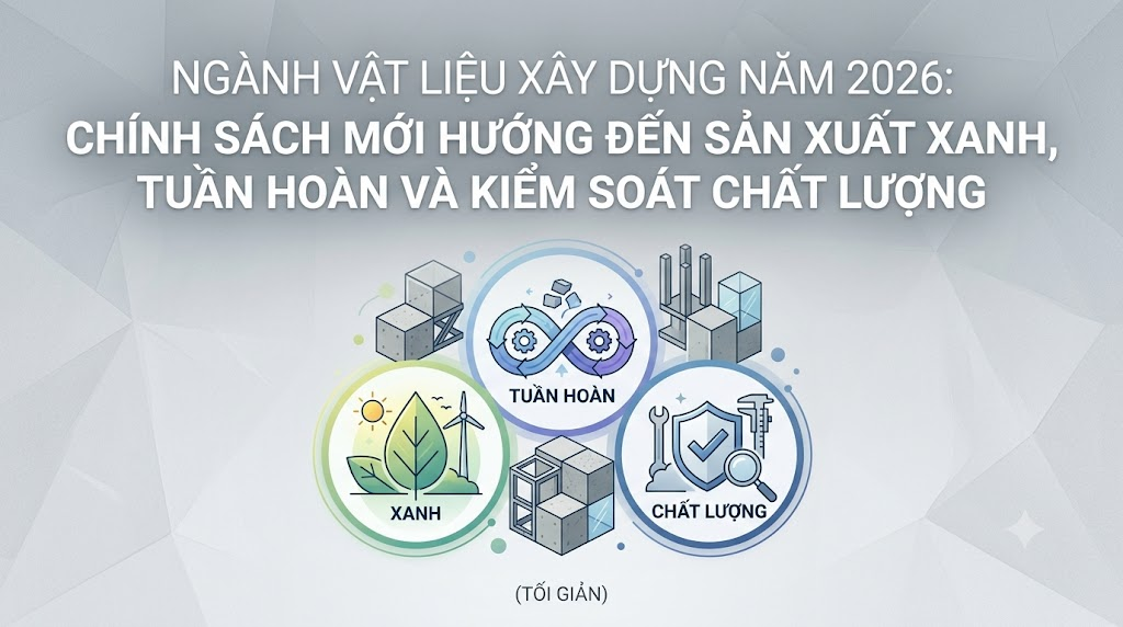 Ngành vật liệu xây dựng năm 2026: Chính sách mới hướng đến sản xuất xanh, tuần hoàn và kiểm soát chất lượng