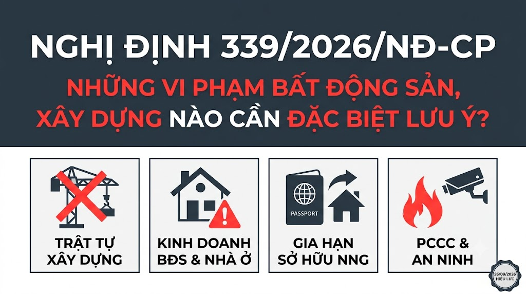 Nghị định 339/2026/NĐ-CP: Những vi phạm bất động sản, xây dựng nào cần đặc biệt lưu ý?