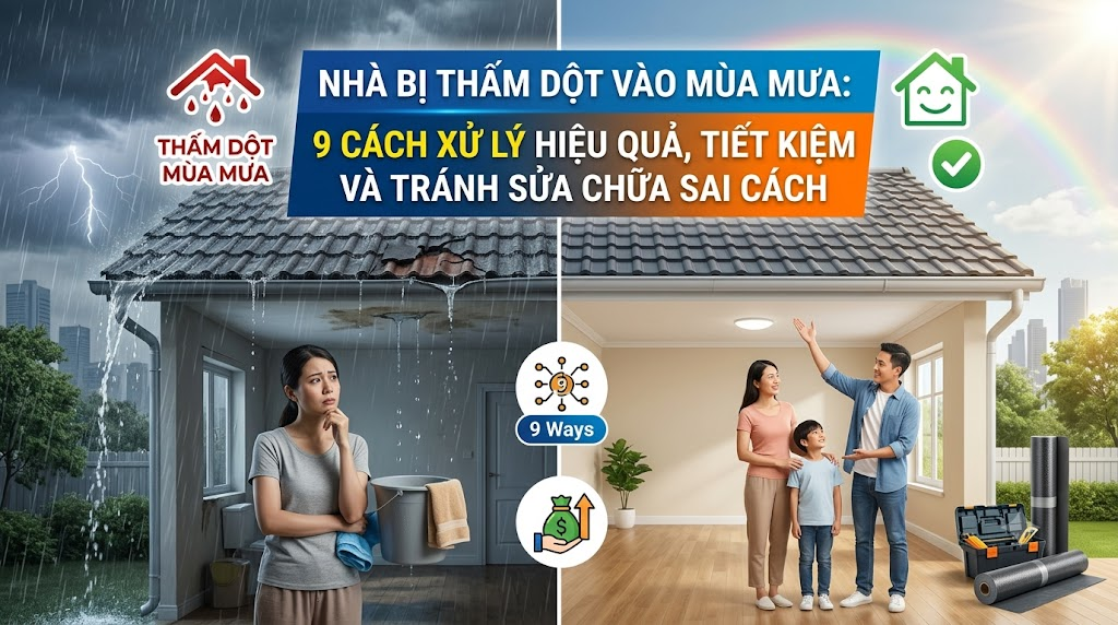 Nhà bị thấm dột vào mùa mưa: 9 cách xử lý hiệu quả, tiết kiệm và tránh sửa chữa sai cách
