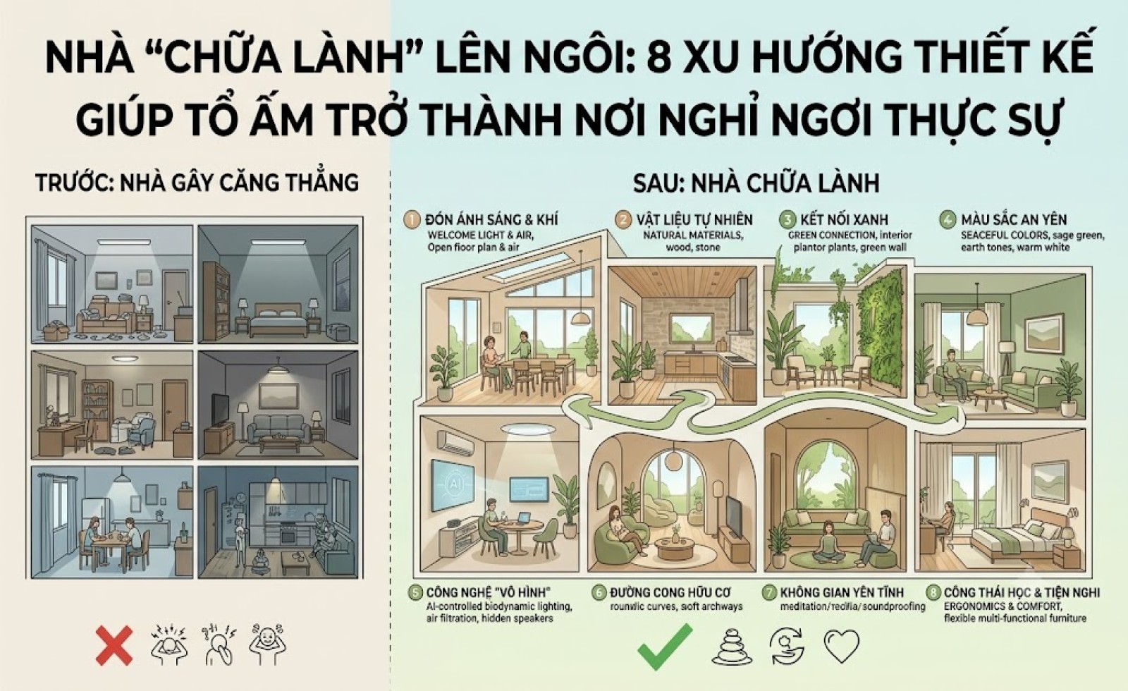 Nhà “chữa lành” lên ngôi: 8 xu hướng thiết kế giúp tổ ấm trở thành nơi nghỉ ngơi thực sự