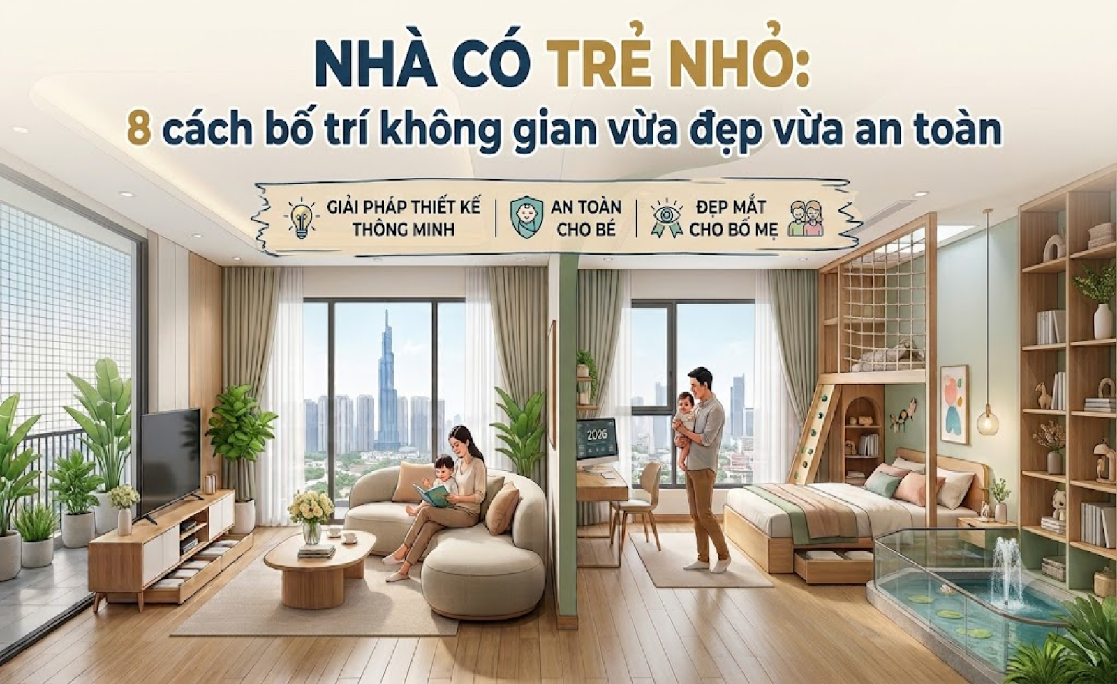 Nhà có trẻ nhỏ: 8 cách bố trí không gian vừa đẹp vừa an toàn