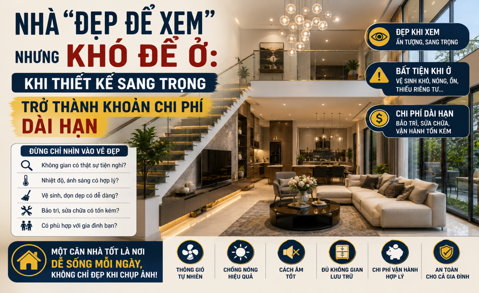 Nhà “đẹp để xem” nhưng khó để ở: Khi thiết kế sang trọng trở thành một khoản chi phí dài hạn