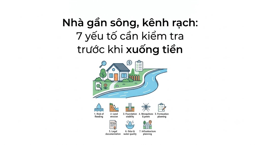 Nhà gần sông, kênh rạch: 7 yếu tố cần kiểm tra trước khi xuống tiền