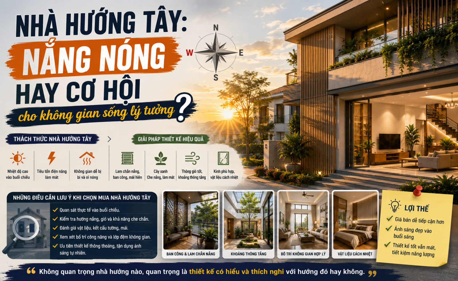 Nhà hướng Tây: Bất lợi vì nắng nóng hay vẫn có thể trở thành không gian sống lý tưởng?