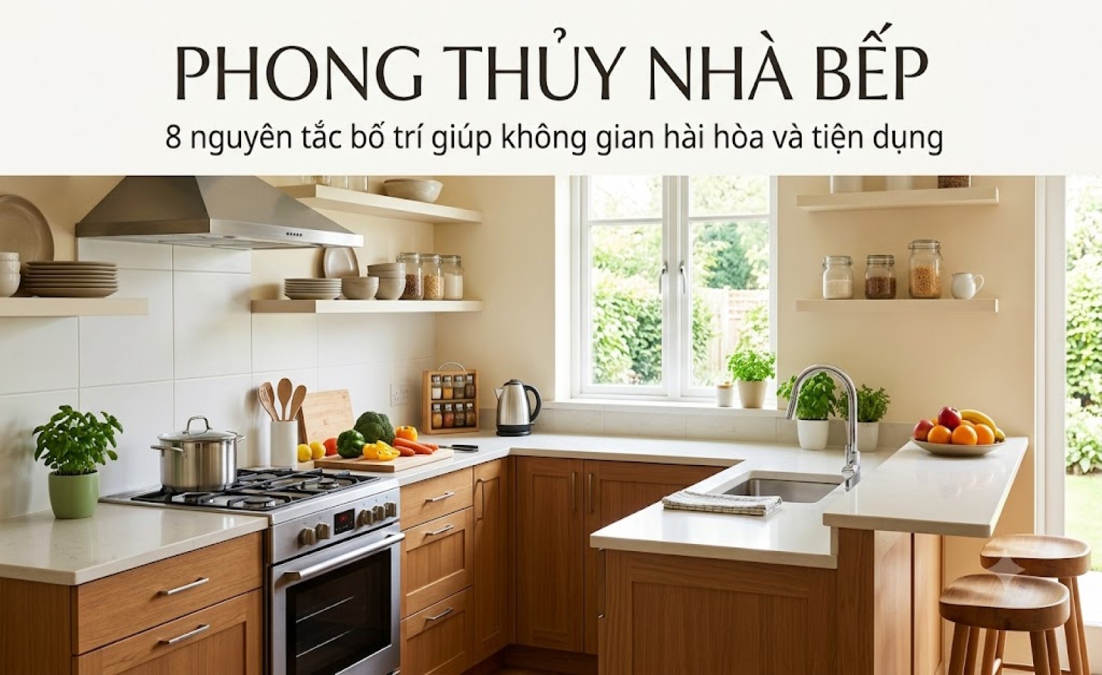 Phong thủy nhà bếp: 8 nguyên tắc bố trí giúp không gian hài hòa và tiện dụng