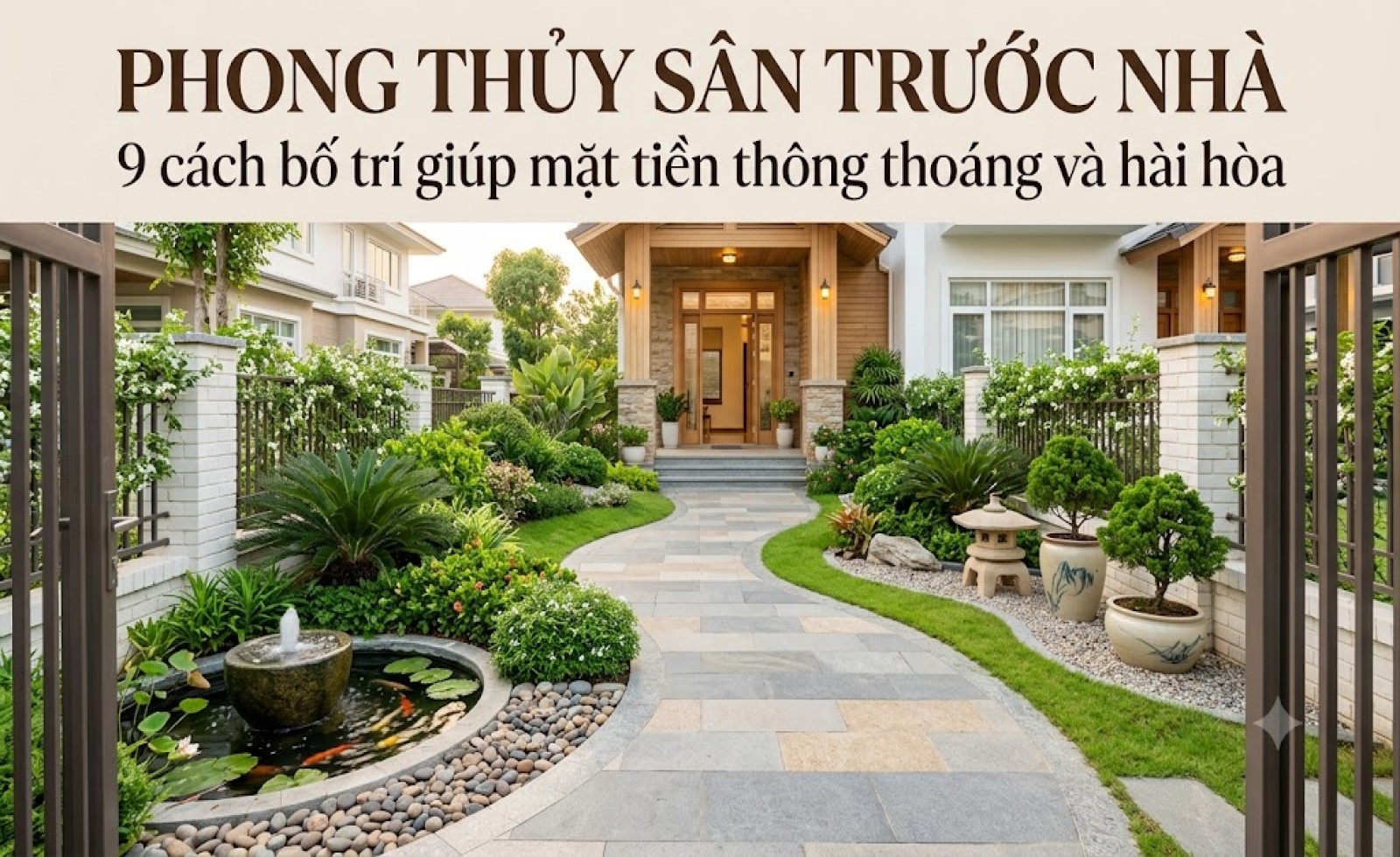 Phong thủy sân trước nhà: 9 cách bố trí giúp mặt tiền thông thoáng và hài hòa