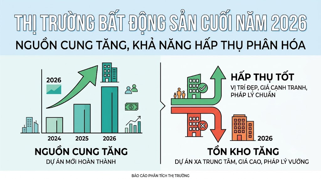 Thị trường bất động sản cuối năm 2026: Nguồn cung tăng nhưng khả năng hấp thụ đang phân hóa