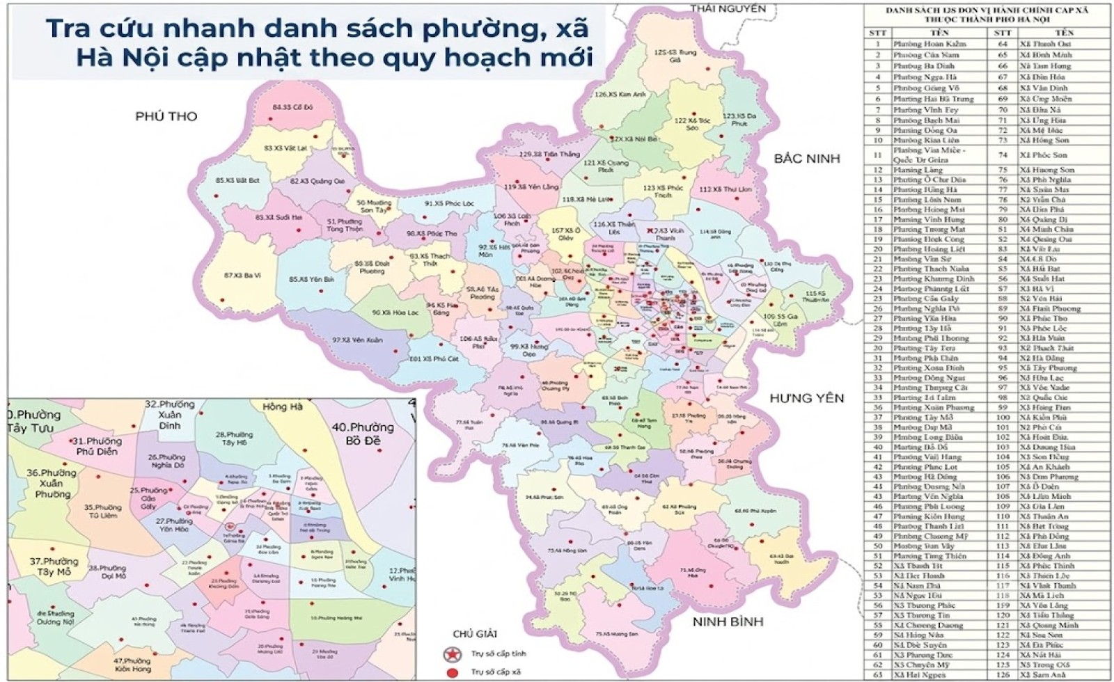 Tra cứu nhanh danh sách phường, xã Hà Nội cập nhật theo quy hoạch mới