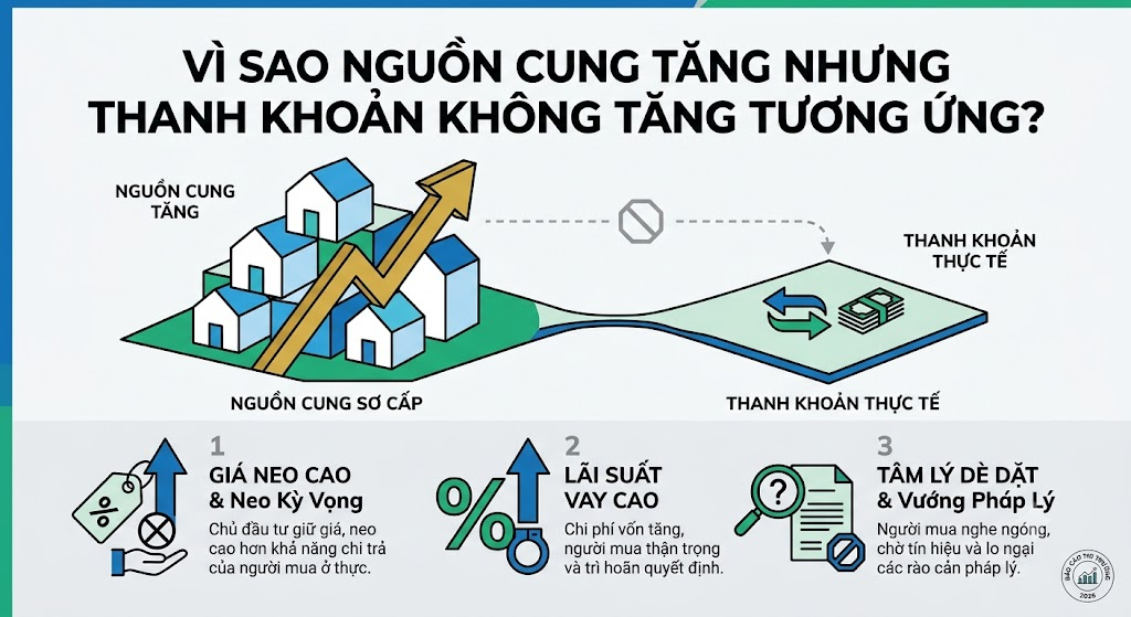Vì sao nguồn cung tăng nhưng thanh khoản không tăng tương ứng?