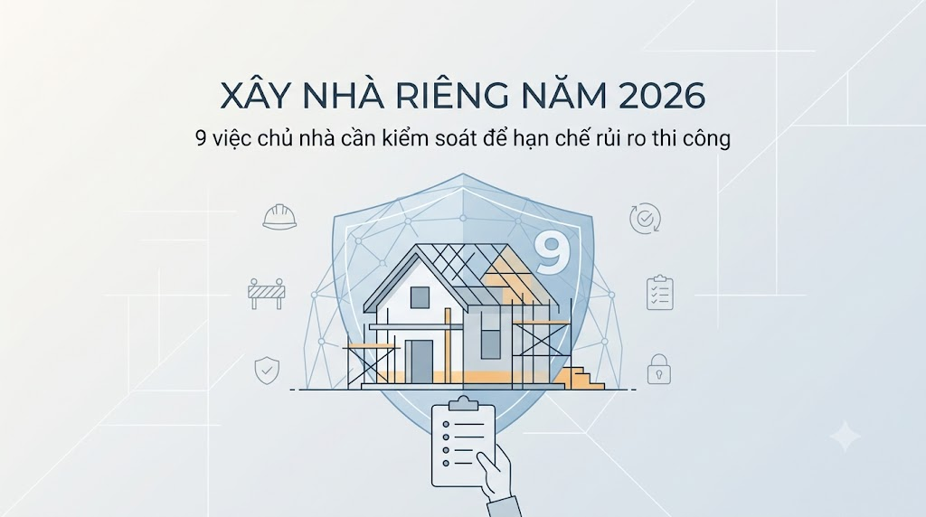 Xây nhà riêng năm 2026: 9 việc chủ nhà cần kiểm soát để hạn chế rủi ro thi công