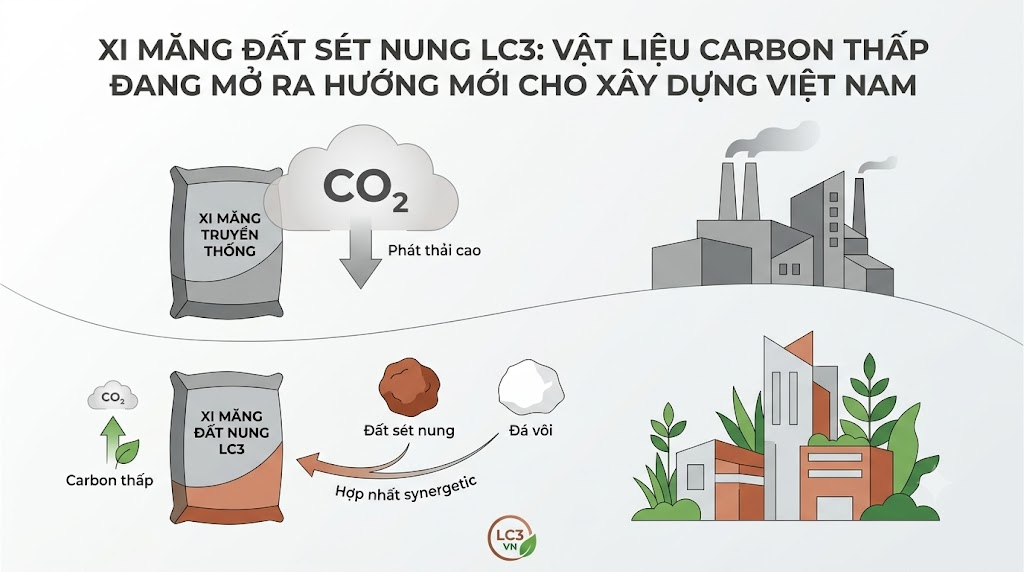 Xi măng đất sét nung LC3: Vật liệu carbon thấp đang mở ra hướng mới cho xây dựng Việt Nam