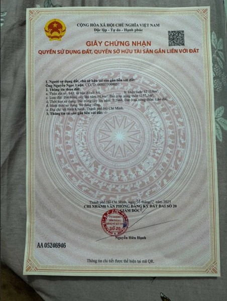 Bán đất sát cầu Cần Giờ, 1210m full thổ, gần UBND xã Bình Khánh, đường ô tô, giá chưa qua đầu tư