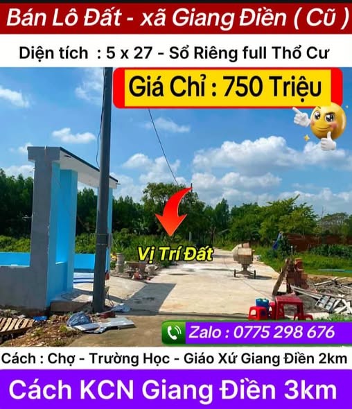 💥💥 Bán Lô Đất - xã Giang Điền ( Cũ )