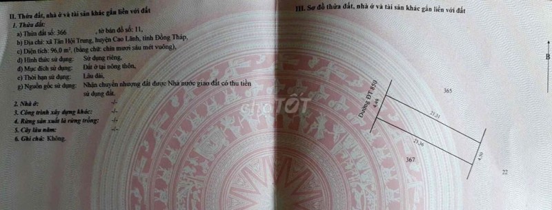 Bán nền đất thổ cư mặt tiền đường ĐT850