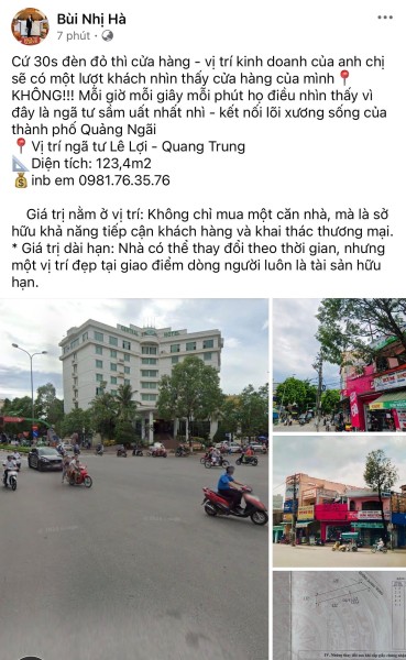 Bán Nhà riêng 123.4m2 có sẵn 123.4 m2 thổ cư giá 18 tỷ tại Đường Quang Trung Phường Chánh Lộ Thành phố Quảng Ngãi Quảng Ngãi