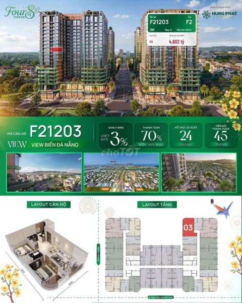 Căn 2PN giá chỉ 3tỷ8 view biển