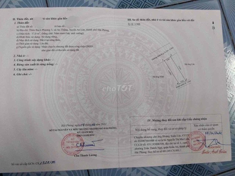 Chính chủ bán lô đất - Bách Phương, Xã An Thắng, Huyện An Lão, Hải Phòng