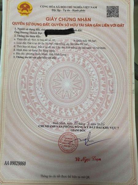 Chính chủ bán nền lộ nhựa phường Bình Minh