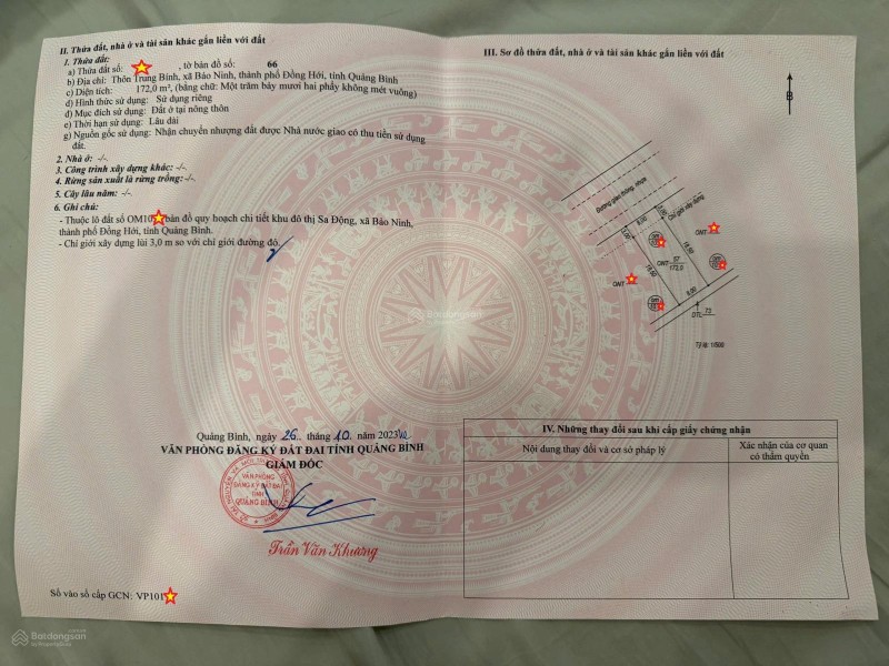 Chính chủ gửi bán lô đất OM10.0x KĐT Sa Động, Bảo Ninh, Đồng Hới, Quảng Bình, (172m2, 3,55 tỷ)
