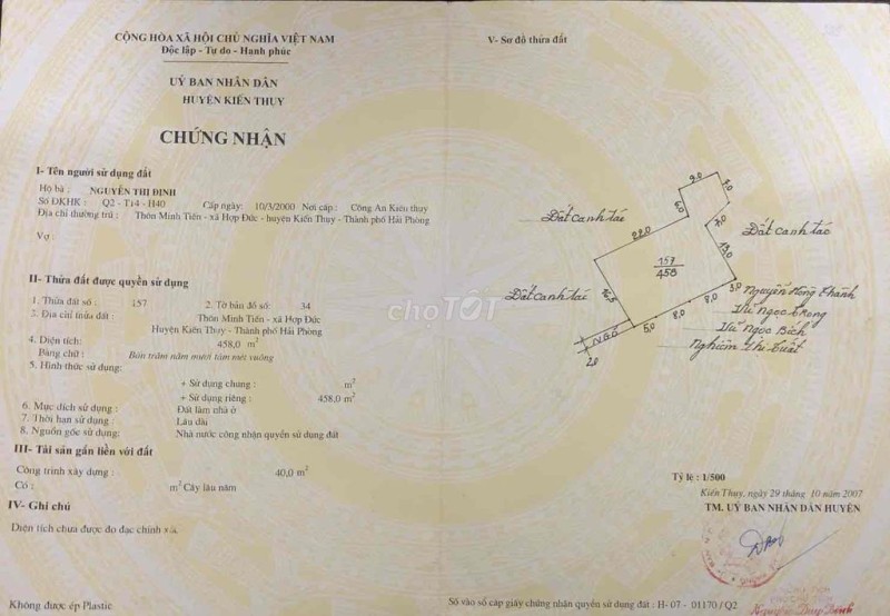 Đất 462m2 thôn Minh Tiến, Hợp Đức, Đồ Sơn chỉ 5 tỷ đồng