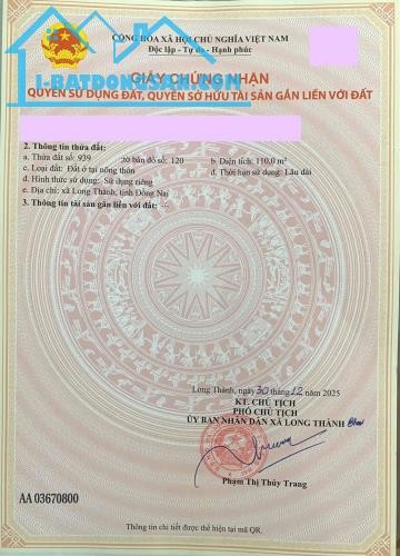 ĐẤT ĐẸP – GIÁ TỐT  – CHÍNH CHỦ CẦN BÁN tại khu Tái Định Cư Lộc An Bình Sơn, Phường Long Thành, TP Đồng Nai