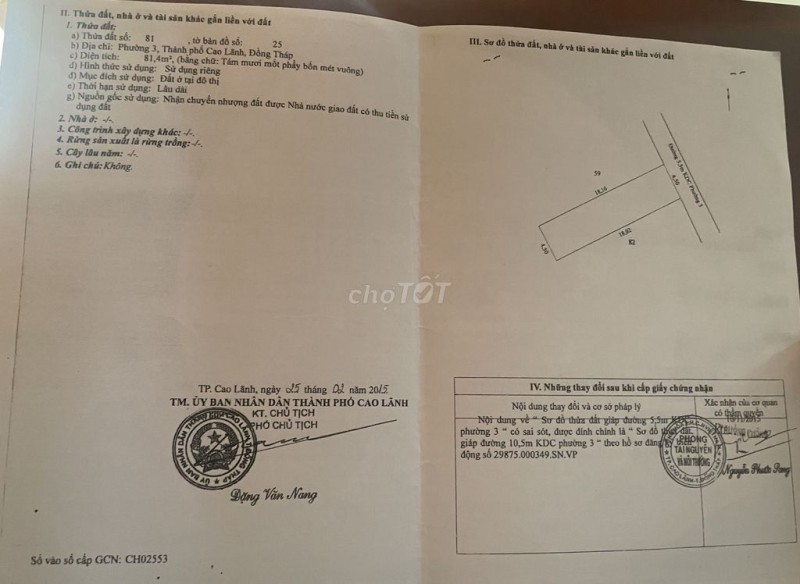 Đất mặt tiền Ngô Thì Nhậm, Cao Lãnh